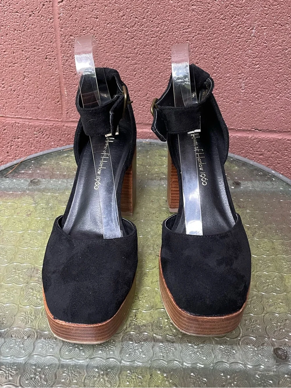 New House Of Harlow 1960 Platform Block Heel Ankle Strap Shoes Size 7.5